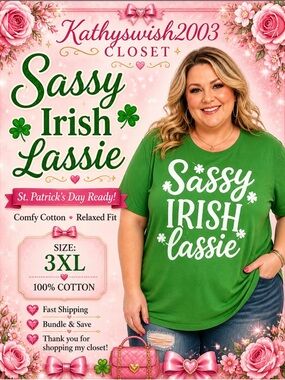 Port Company Sassy Little Lassie Green St Patrick’s Day Tee